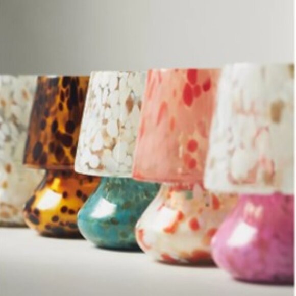 NWT-Cheena Fruity Apple Cider Champagne Glass Mushroom Lamp Candle-Blue-XS - Picture 4 of 8